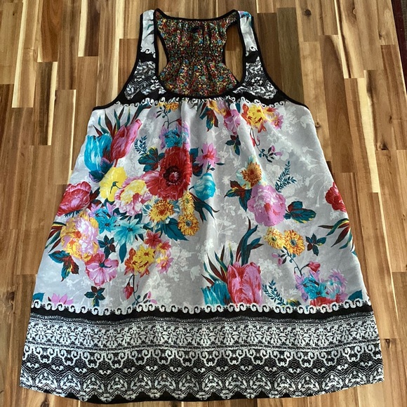 torrid Tops - Torrid Long Floral Reversable Chiffon Tank Size 1
